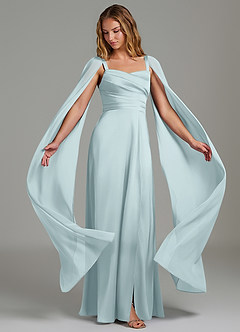 Azazie Niveah Bridesmaid Dresses Sea Glass A-Line Strapless Stretch Satin Convertible Dress image1