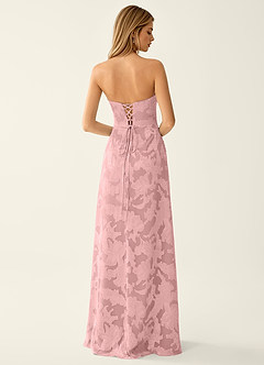 Arabella Grace Coral Pink Jacquard Corset Sparkly Prom Dress image2