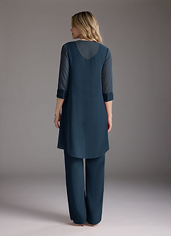 Azazie Maura Mother of the Bride Dresses Dark Navy Jumpsuit/Pantsuit Sequins Chiffon Dress image5