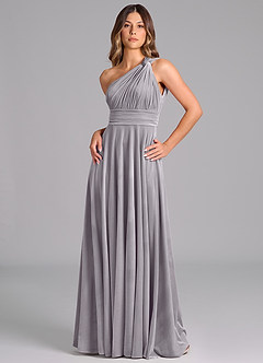Azazie Charlize Bridesmaid Dresses French Lilac A-Line One Shoulder Velvet Dress image5
