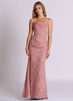 Azazie Sorrel Robes de demoiselle d'honneur Robe Sirène Convertible en Blumen-Burnout Corset Rose Poussiéreuse image6