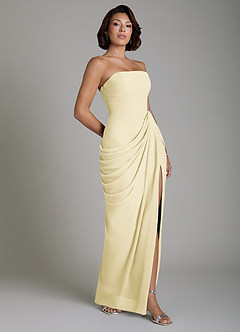 Azazie Nyra Robes de demoiselle d'honneur Robe Fourreau en Mousseline de soie Corset Sorbet Citron image7