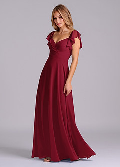 Azazie Leilani Bridesmaid Dresses Burgundy A-Line Pleated Chiffon Dress image5