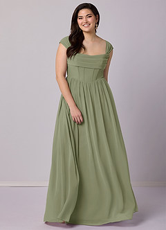 Barbie ♥ Azazie Bridesmaid Dresses Pistachio A-Line Corset Chiffon Dress image12