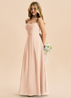 Azazie Bear Junior English Rose A-Line Pleated Chiffon Dress image5