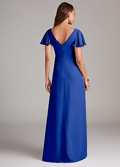 Azazie Soren Bridesmaid Dresses Royal Blue A-Line Ruched Chiffon Dress image2