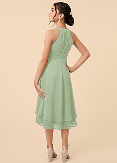Azazie Linna Junior Dusty Sage A-Line Pleated Chiffon Dress image4