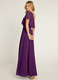 Azazie Lizzy Final Sale Grape A-Line One Shoulder Chiffon Dress image6