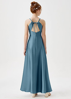 Azazie Avelina Junior Abito A-Line in Raso Elasticizzato Plissettato Bermuda image6