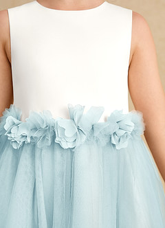 Azazie Louisa Flower Girl Dresses Ivory Sea Glass A-Line Sleeveless Tulle Dress image6