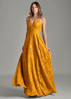 Azazie Amani Brudtärnklänningar Klä av A-Linje i Blommig Utbrändhet Plisserad Knäck image4