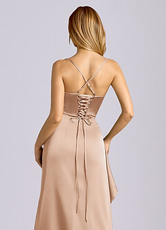 Azazie Sarai Robes de demoiselle d'honneur Robe Fourreau en Satin extensible Corset Rose Anglais image2