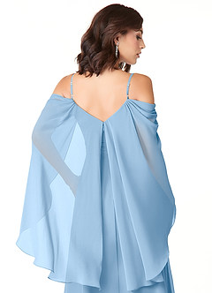 Azazie Cienna Bridesmaid Dresses Powder Blue A-Line Long Sleeve Chiffon Dress image9