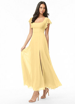 Azazie Bondi Bridesmaid Dresses Butter A-Line Ruched Chiffon Dress image3