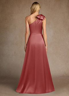 Azazie Easton Mother of the Bride Dresses Antique Rose A-Line One Shoulder Stretch Satin Dress image3