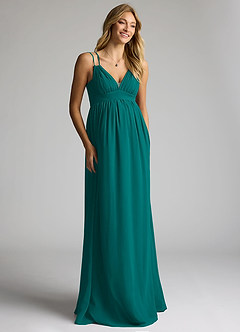 Azazie Emree Brautjungfernkleider für Schwangere A-Linie Chiffon Bodenlänge Kleid image3