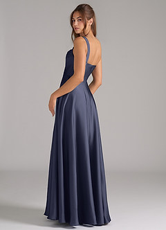 Azazie Shaude Bridesmaid Dresses Stormy A-Line Pleated Stretch Satin Dress image8