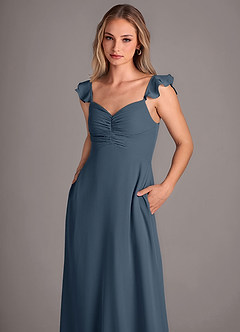 Azazie Kaylyn Bridesmaid Dresses Neptune A-Line Ruched Chiffon Dress image2