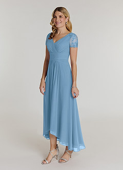 Azazie Thais Kleider für die Brautmutter A-Linie Spitze Chiffon Kleid Stahlblau image3
