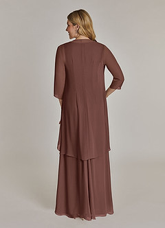 Azazie Manuella Mother of the Bride Dresses Espresso A-Line V-Neck Pleated Chiffon Dress image2