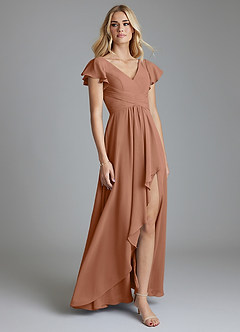 Azazie Omari Bridesmaid Dresses Bronzer A-Line Chiffon Dress image1