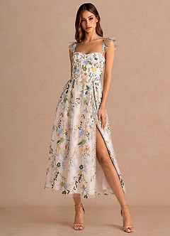 Denisse Blush Pink Multi Midi Dress image3