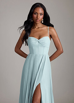 Azazie Akiko Bridesmaid Dresses Mist A-Line Sweetheart Neckline Chiffon Dress image2
