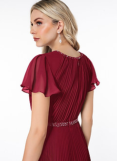 Azazie Kara Modest brudtärna klänningar Klänning A-Line Plisserad Golvlängd Chiffong image6