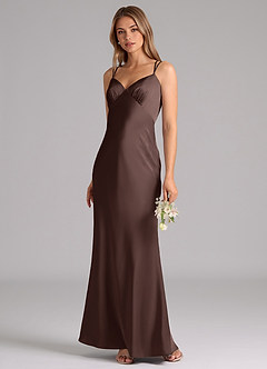 Azazie Suttona Brudtärnklänningar Klä av A-Linje i Stretch Satin Plisserad Ganache image4