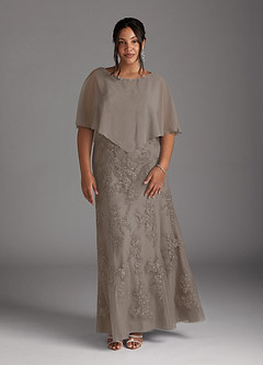 Azazie Whilhelmina Mother of the Bride Dresses Taupe Mermaid Lace Chiffon Dress image9