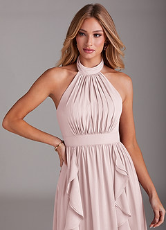 Azazie Avary Bridesmaid Dresses Blushing Pink A-Line Pleated Chiffon Dress image6