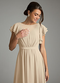 Azazie Daphne Modest Bridesmaid Dresses A-Line Ruffled Chiffon Floor-Length Dress image5