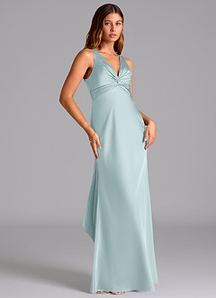 Azazie Hati Brudtärnklänningar Klä av Sjöjungfru i Stretch Satin Dimma image4