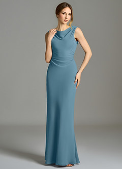 Azazie Kieryn Jurken voor bruidsmeisjes Jurk van Chiffon met Zeemeermin Geplooid Bermuda image4