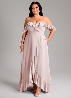 Azazie Lyra Bridesmaid Dresses Blushing Pink A-Line Chiffon Convertible Dress image11