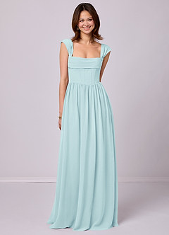 Barbie ♥ Azazie Bridesmaid Dresses Sea Glass A-Line Corset Chiffon Dress image1