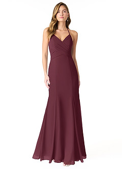 Azazie Carolina Bridesmaid Dresses Cabernet Mermaid Ruched Chiffon Dress image1