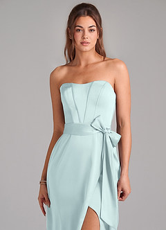 Azazie Jamie Bridesmaid Dresses Mist A-Line Strapless Stretch Satin Convertible Dress image6