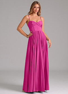 Azazie Akiko Bridesmaid Dresses Fuchsia A-Line Sweetheart Neckline Stretch Satin Dress image3