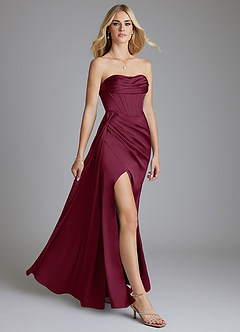 Azazie Amyra Bridesmaid Dresses Mulberry Mermaid Off the Shoulder Stretch Satin Convertible Dress image10