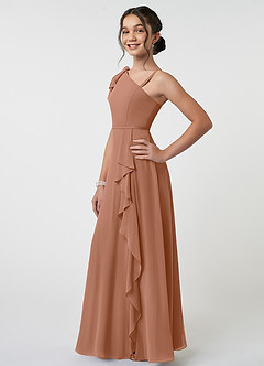 Azazie Aidy Junior Bronzer A-Line Bow Chiffon Dress image3