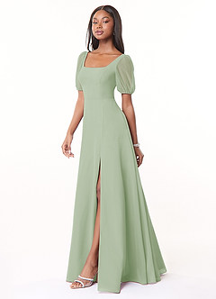 Azazie Alani Bridesmaid Dresses Dusty Sage A-Line Square Neckline Chiffon Dress image3