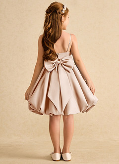 Azazie Davine Flower Girl Dresses English Rose A-Line Spaghetti Strap Matte Satin Dress image8