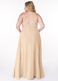Azazie Davis Jurken voor bruidsmeisjes Jurk van Chiffon met A-Lijn V-hals Zand image3