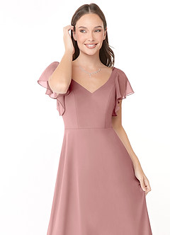 Azazie Syenna Bridesmaid Dresses Dusty Rose A-Line Ruched Chiffon Dress image5