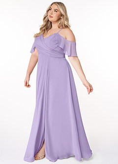 Azazie Dakota Bridesmaid Dresses Lilac A-Line V-Neck Pleated Chiffon Dress image8