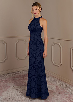 Azazie Tyra Mère de la mariée Robes Robe Sirène en Blumen-Burnout Bleu Marine Foncé image2