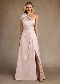 Azazie Easton Mother of the Bride Dresses Blushing Pink A-Line One Shoulder Stretch Satin Dress image1