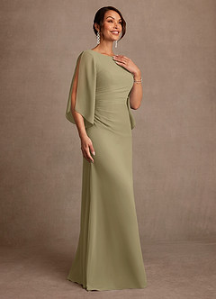 Azazie Anaheim Mother of the Bride Dresses Moss Green A-Line Pleated Chiffon Dress image3
