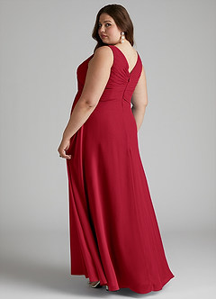 Azazie Flora Bridesmaid Dresses Scarlet A-Line Pleated Chiffon Dress image11